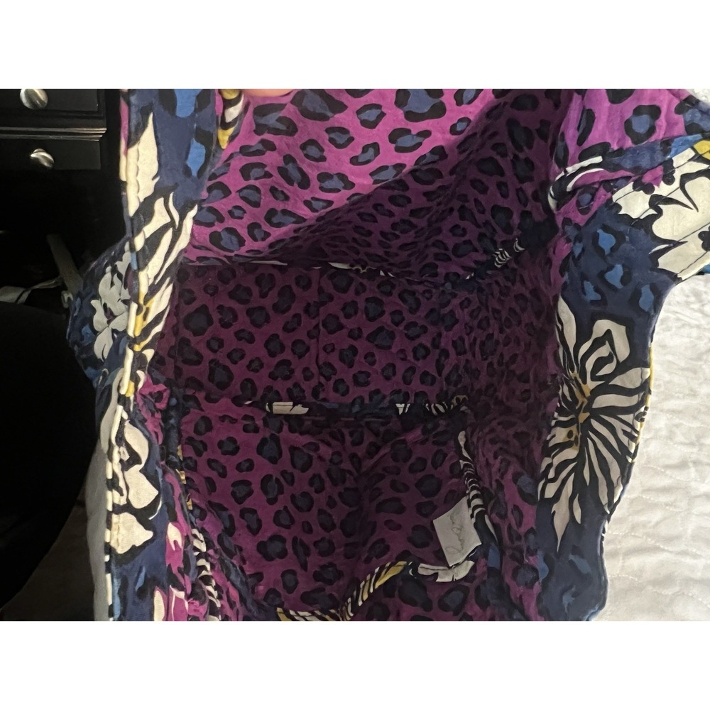 vera bradley African Violet Crescent Large Tote Handbag Purse Shoulder Bag - Picture 6 of 10